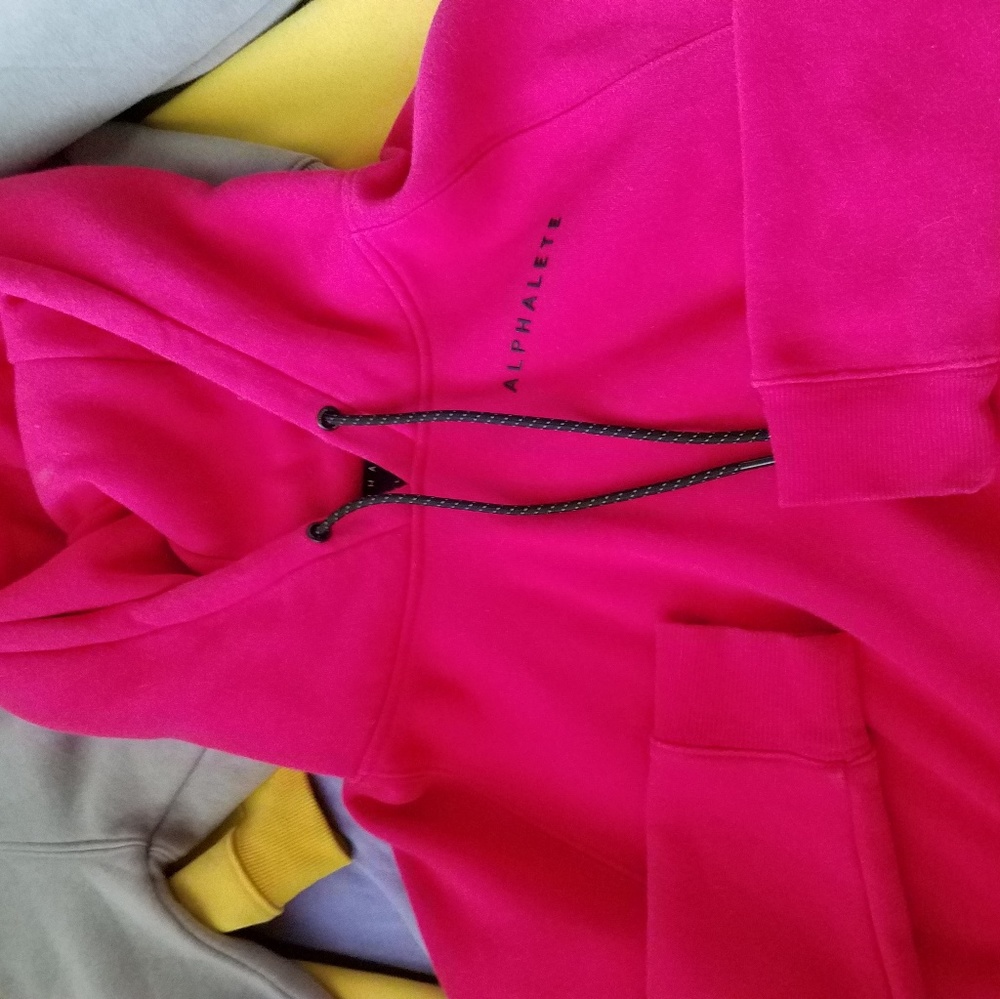 Small hot pink cropped hoodie
